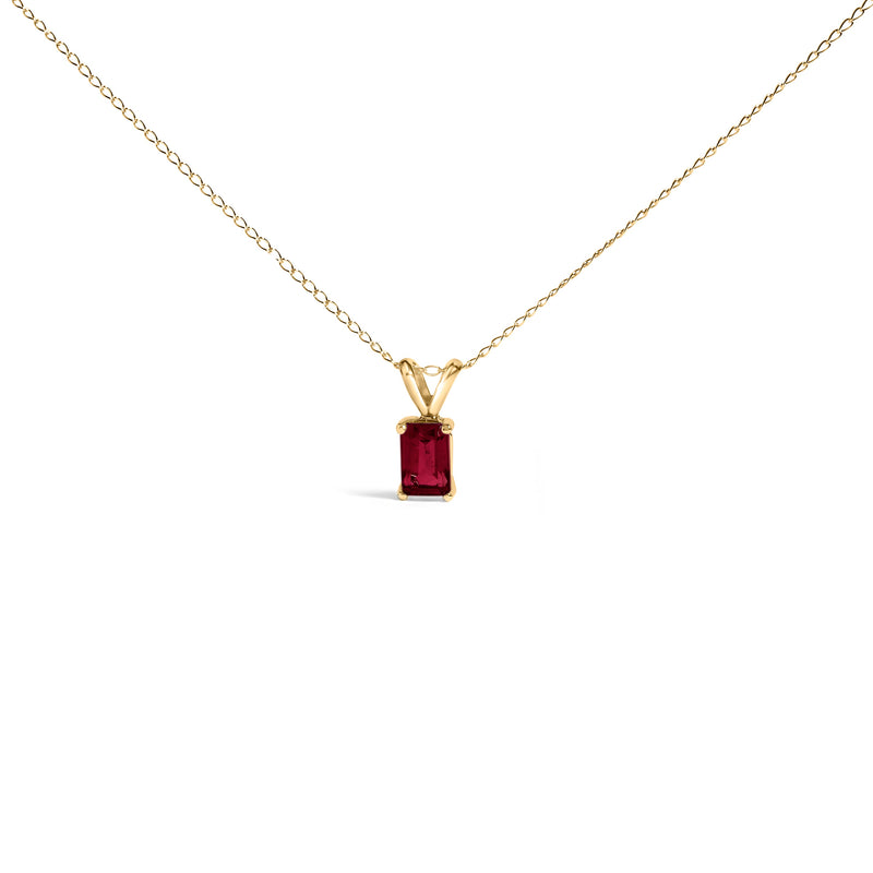 Bids.com 14K White Gold 6x4MM Emerald Cut Purple Amethyst Solitaire Pendant Necklace Necklaces White Smoke Yellow.Gold / 18 / Red Ruby