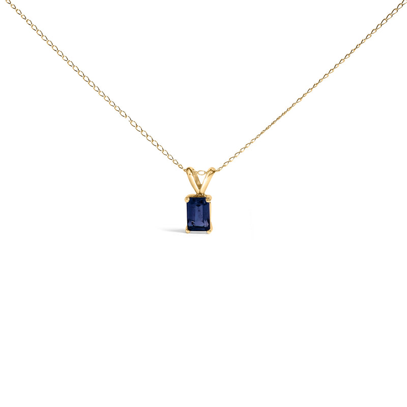 Bids.com 14K White Gold 6x4MM Emerald Cut Purple Amethyst Solitaire Pendant Necklace Necklaces White Smoke Yellow.Gold / 18 / Blue Sapphire
