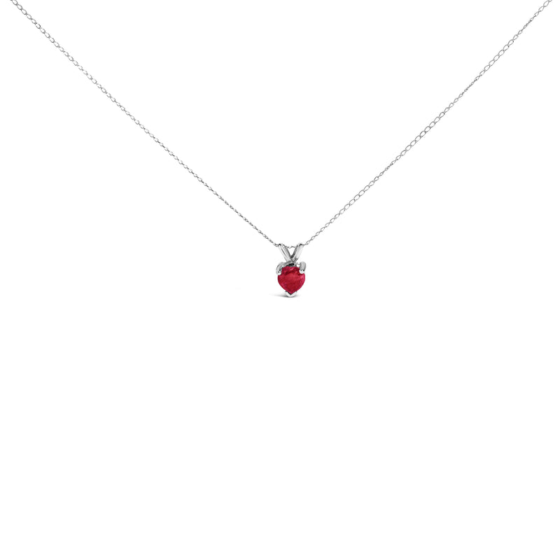 Bids.com 14K White Gold 5X5 MM Heart Shaped Purple Amethyst Solitaire Pendant Necklace Necklaces White Smoke White.Gold / 18 / Red Ruby