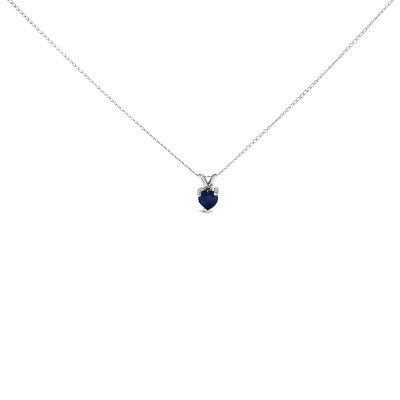 Bids.com 14K White Gold 5X5 MM Heart Shaped Purple Amethyst Solitaire Pendant Necklace Necklaces White Smoke White.Gold / 18 / Blue Sapphire