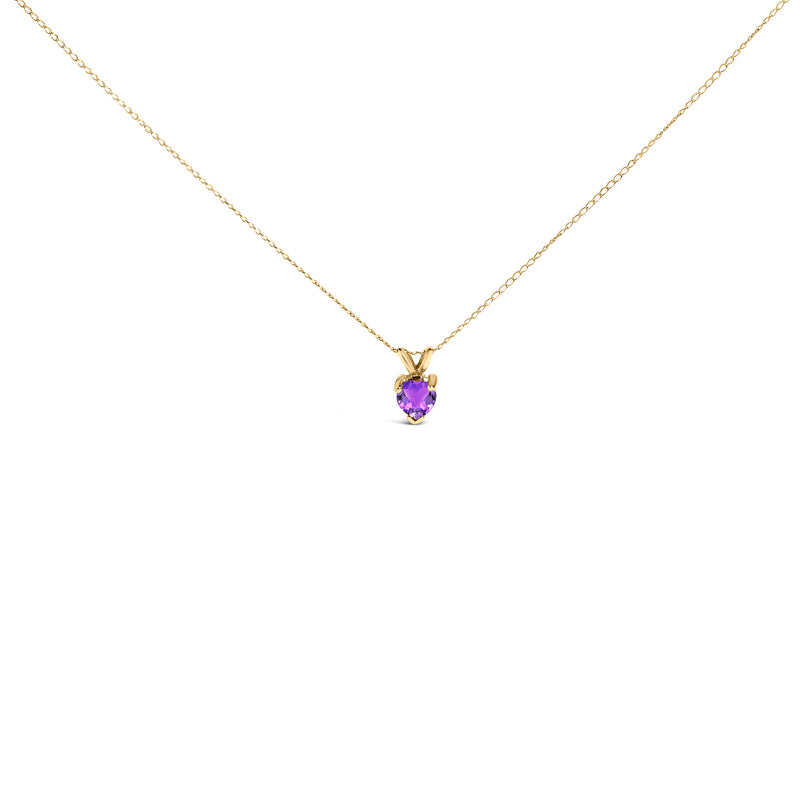 Bids.com 14K White Gold 5X5 MM Heart Shaped Purple Amethyst Solitaire Pendant Necklace Necklaces White Smoke Yellow.Gold / 18 / Purple Amethyst