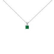 Bids.com 14K White Gold 5x5 MM Square Shaped Purple Amethyst Solitaire Pendant Necklace Necklaces White Smoke White.Gold / 18 / Green Emerald