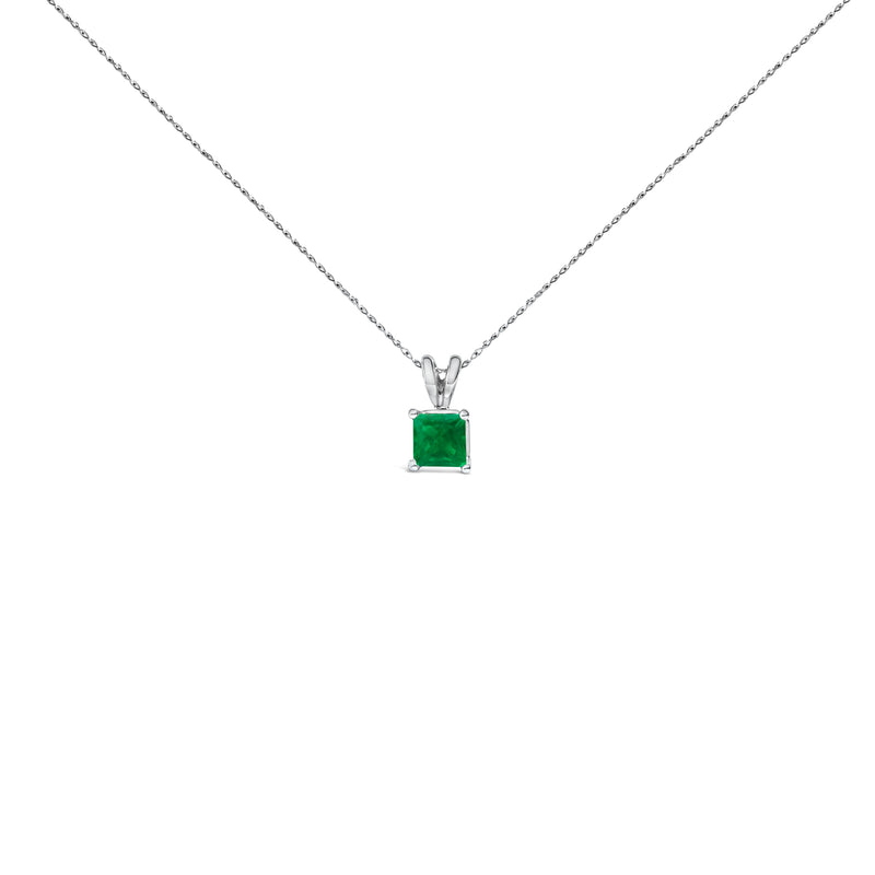 Bids.com 14K White Gold 5x5 MM Square Shaped Purple Amethyst Solitaire Pendant Necklace Necklaces White Smoke White.Gold / 18 / Green Emerald