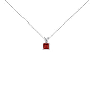 Bids.com 14K White Gold 5x5 MM Square Shaped Purple Amethyst Solitaire Pendant Necklace Necklaces White Smoke White.Gold / 18 / Red Garnet