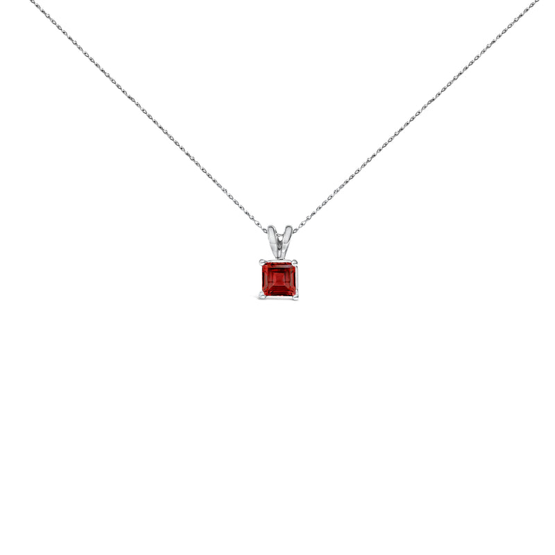 Bids.com 14K White Gold 5x5 MM Square Shaped Purple Amethyst Solitaire Pendant Necklace Necklaces White Smoke White.Gold / 18 / Red Garnet