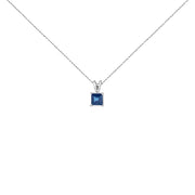 Bids.com 14K White Gold 5x5 MM Square Shaped Purple Amethyst Solitaire Pendant Necklace Necklaces White Smoke White.Gold / 18 / Blue Sapphire