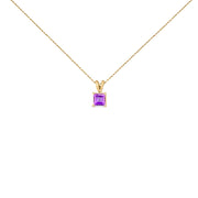 Bids.com 14K White Gold 5x5 MM Square Shaped Purple Amethyst Solitaire Pendant Necklace Necklaces White Smoke Yellow.Gold / 18 / Purple Amethyst