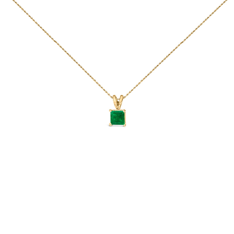 Bids.com 14K White Gold 5x5 MM Square Shaped Purple Amethyst Solitaire Pendant Necklace Necklaces White Smoke Yellow.Gold / 18 / Green Emerald
