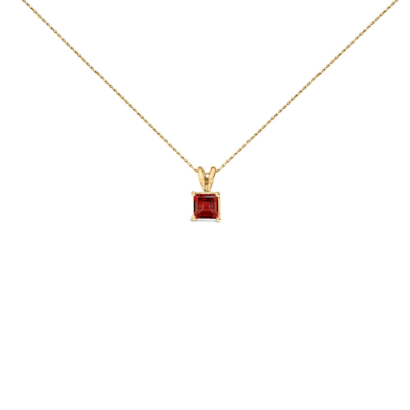 Bids.com 14K White Gold 5x5 MM Square Shaped Purple Amethyst Solitaire Pendant Necklace Necklaces White Smoke Yellow.Gold / 18 / Red Garnet