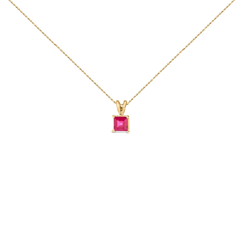 Bids.com 14K White Gold 5x5 MM Square Shaped Purple Amethyst Solitaire Pendant Necklace Necklaces White Smoke Yellow.Gold / 18 / Red Ruby