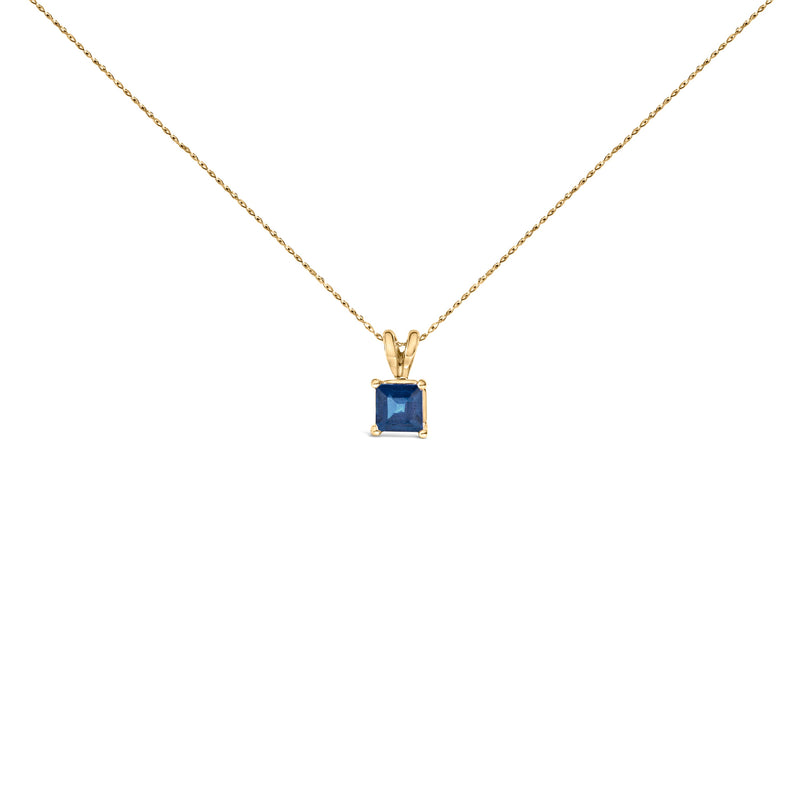 Bids.com 14K White Gold 5x5 MM Square Shaped Purple Amethyst Solitaire Pendant Necklace Necklaces White Smoke Yellow.Gold / 18 / Blue Sapphire
