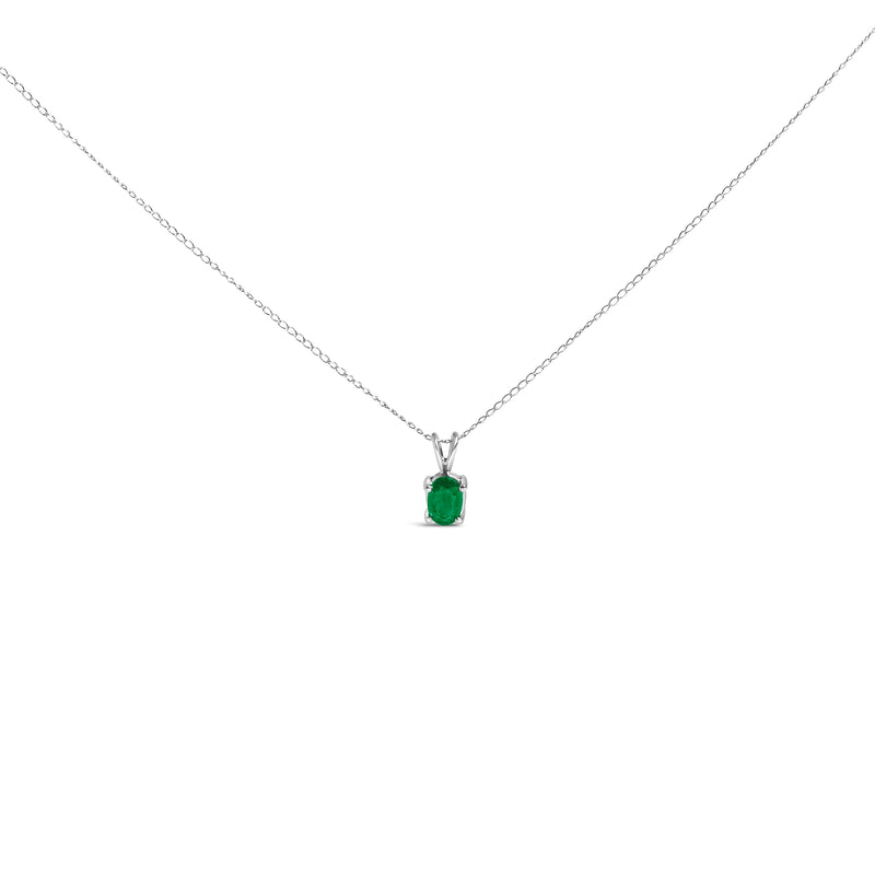 Bids.com 14K White Gold 6x4MM Oval Shaped Purple Amethyst Solitaire Pendant Necklace Necklaces White Smoke White.Gold / 18 / Green Emerald