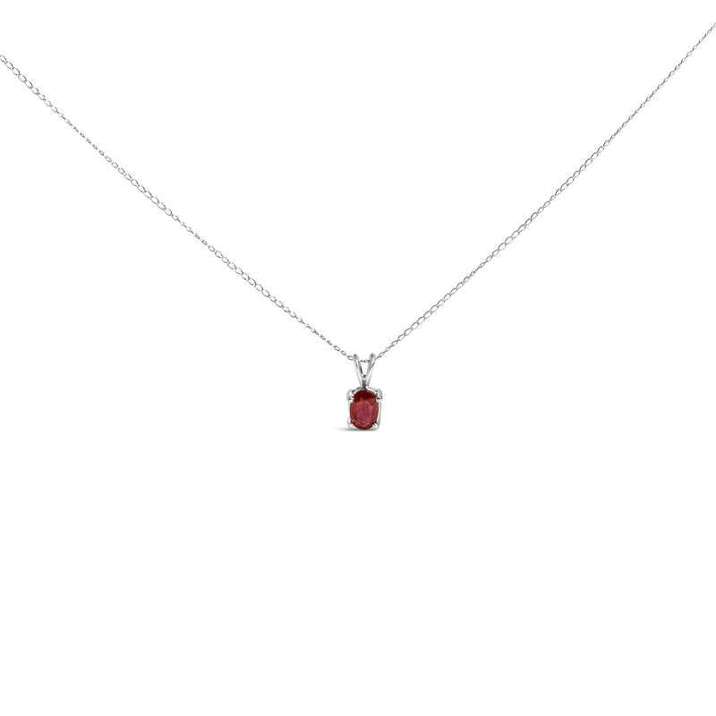 Bids.com 14K White Gold 6x4MM Oval Shaped Purple Amethyst Solitaire Pendant Necklace Necklaces White Smoke White.Gold / 18 / Red Garnet