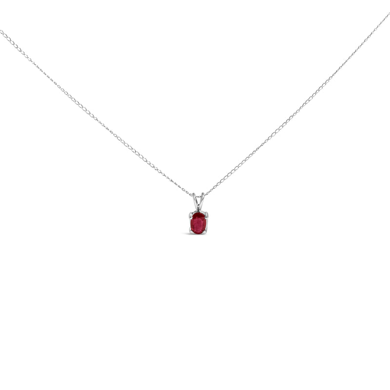 Bids.com 14K White Gold 6x4MM Oval Shaped Purple Amethyst Solitaire Pendant Necklace Necklaces White Smoke White.Gold / 18 / Red Ruby