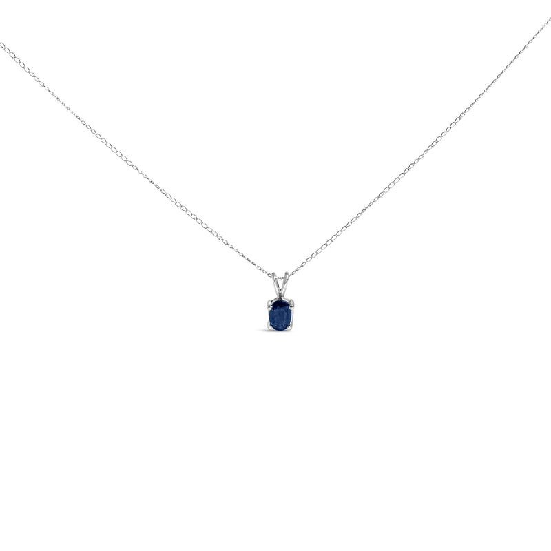 Bids.com 14K White Gold 6x4MM Oval Shaped Purple Amethyst Solitaire Pendant Necklace Necklaces White Smoke White.Gold / 18 / Blue Sapphire
