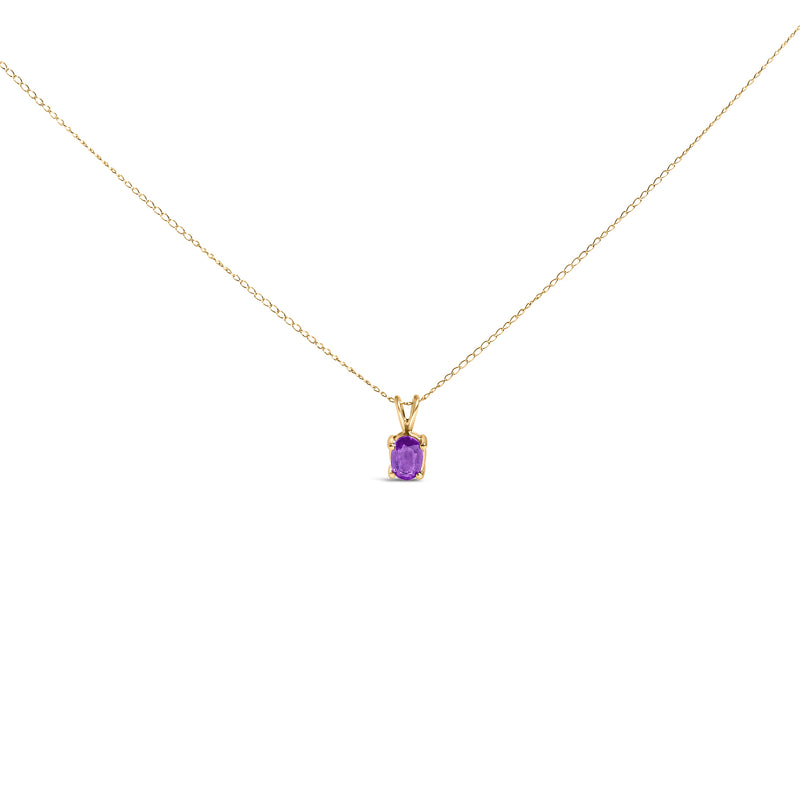 Bids.com 14K White Gold 6x4MM Oval Shaped Purple Amethyst Solitaire Pendant Necklace Necklaces White Smoke Yellow.Gold / 18 / Purple Amethyst