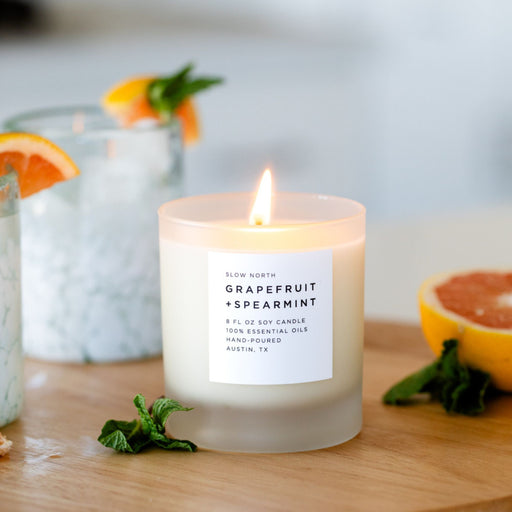 Slow North Grapefruit + Spearmint - Signature Candle Frosted Candles Light Gray