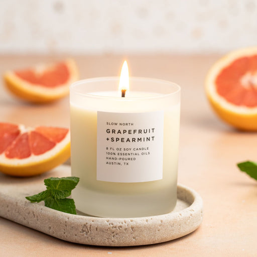 Slow North Grapefruit + Spearmint - Signature Candle Frosted Candles Bisque