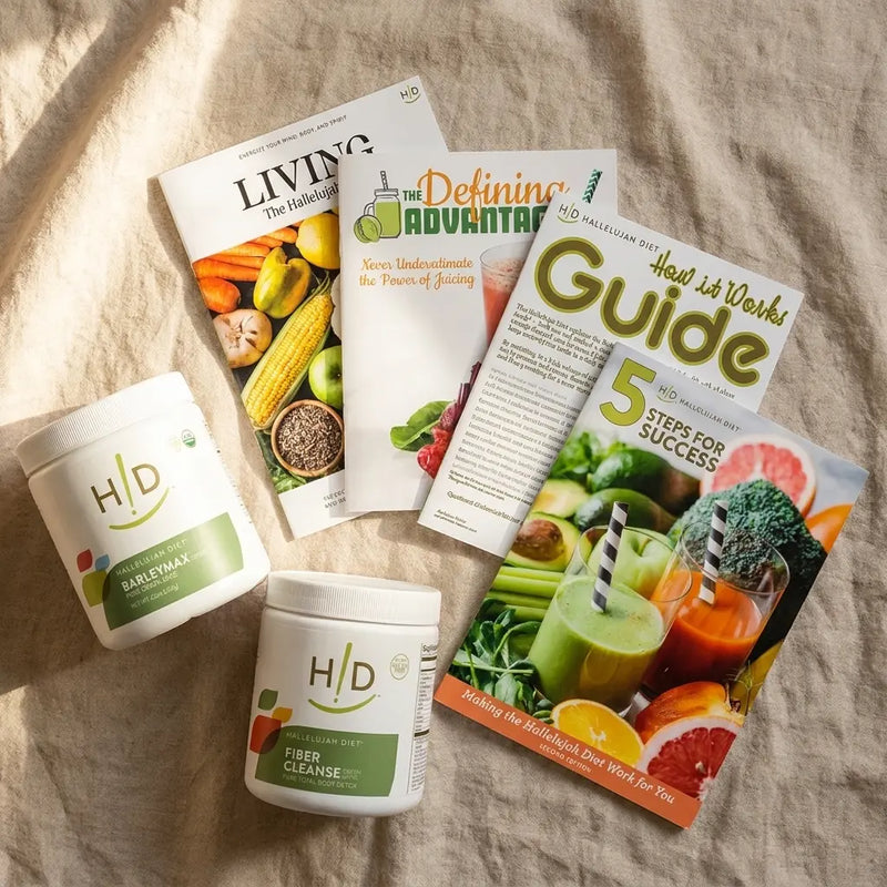 Hallelujah Diet Get Started Kit Health Bundle Rosy Brown BarleyMax Original / FiberCleanse Original,BarleyMax Original / FiberCleanse Green Apple,BarleyMax Berry / FiberCleanse Original,BarleyMax Berry / FiberCleanse Green Apple