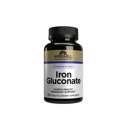 Perrigo Ferrous Gluconate Iron Supplement 324 mg - Gentle on Stomach, 100 Tablets Vitamins & Supplements Black
