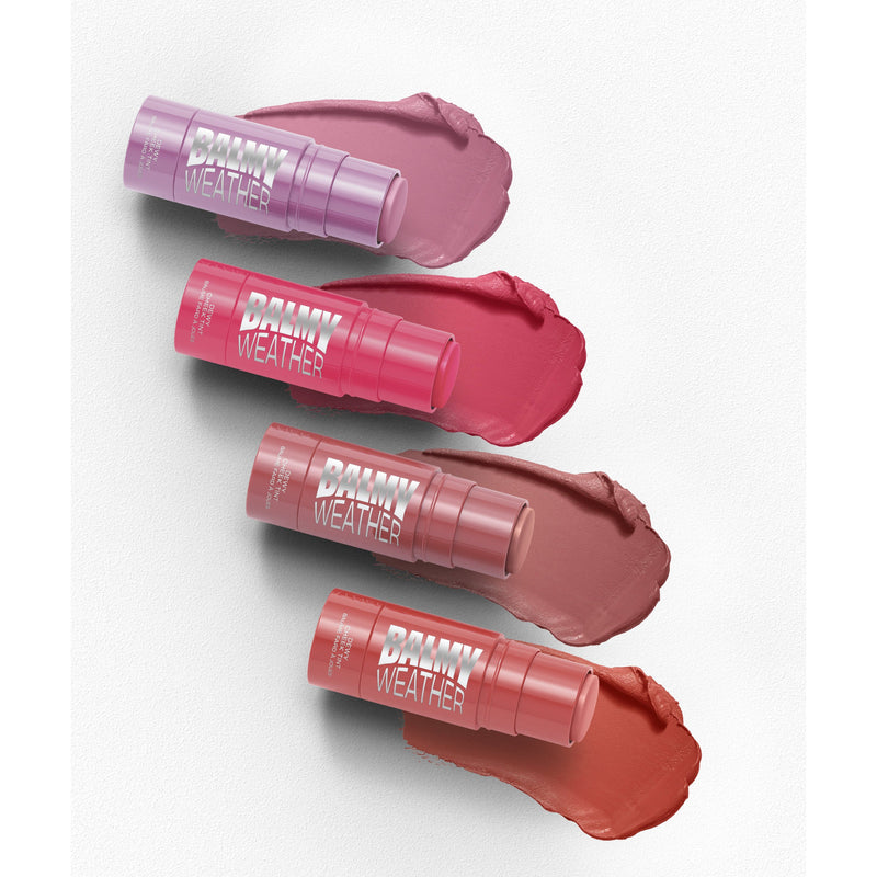 Good Weird Balmy Weather blush White Smoke Ube (soft lilac pink),Dragonfruit (soft red),Mango (peachy pink),Guava (dusty rose)