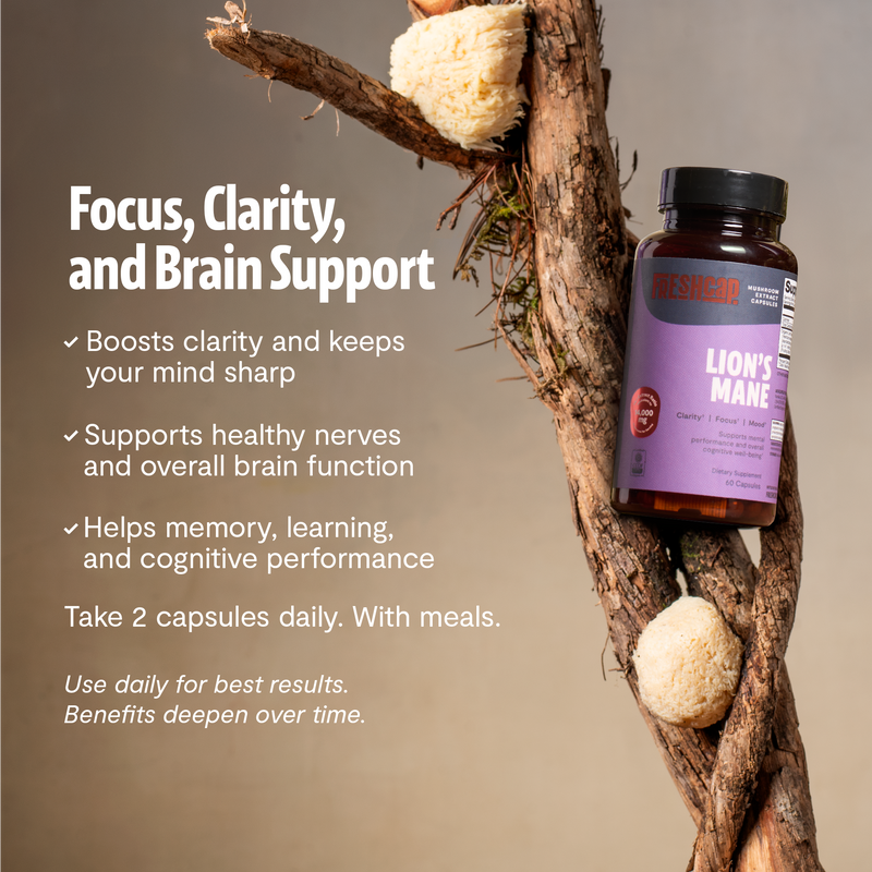 FreshCap Mushrooms Organic Lion’s Mane Capsules Capsules Tan 60 Capsules,120 Capsules,180 Capsules