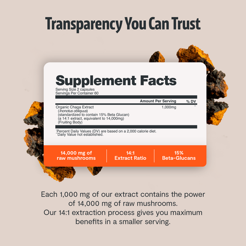 FreshCap Mushrooms Chaga Mushroom Extract Capsules Capsules Light Gray
