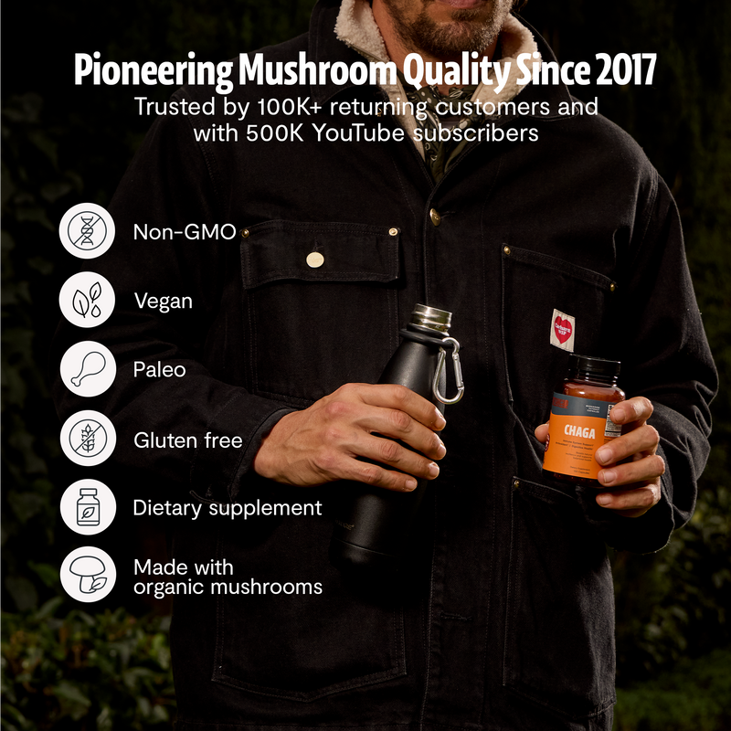FreshCap Mushrooms Chaga Mushroom Extract Capsules Capsules Black
