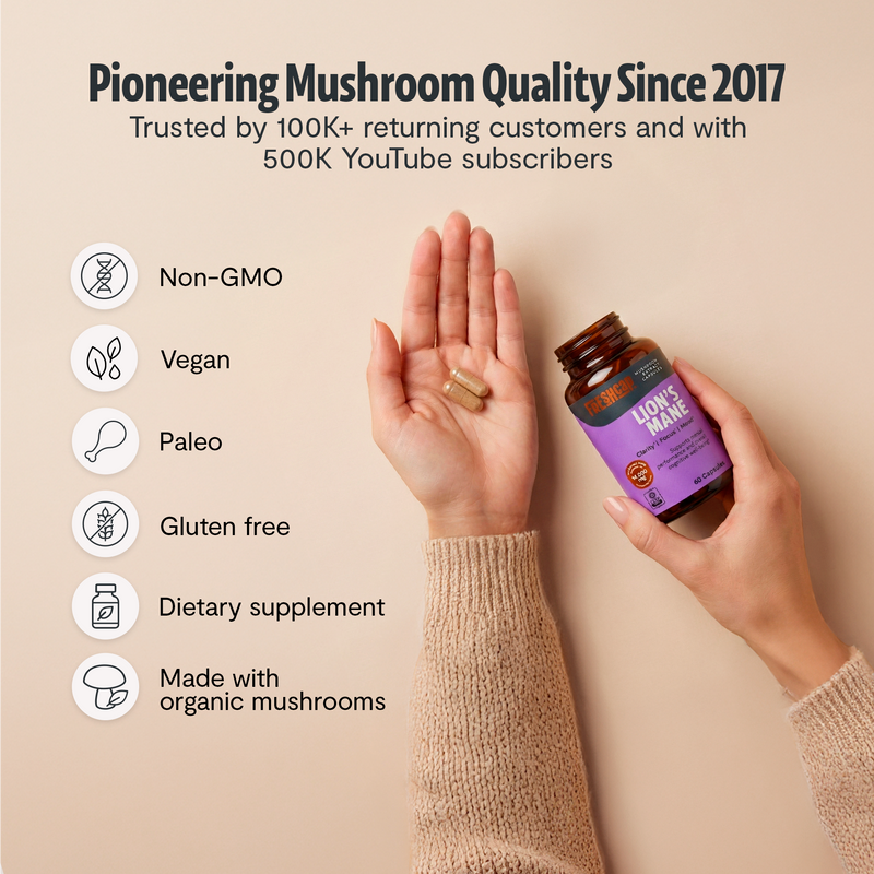 FreshCap Mushrooms Organic Lion’s Mane Capsules Capsules Light Gray 60 Capsules,120 Capsules,180 Capsules