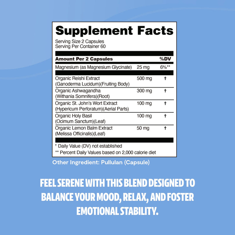 FreshCap Mushrooms Calm Blend Capsules, 120 count Capsules White Smoke
