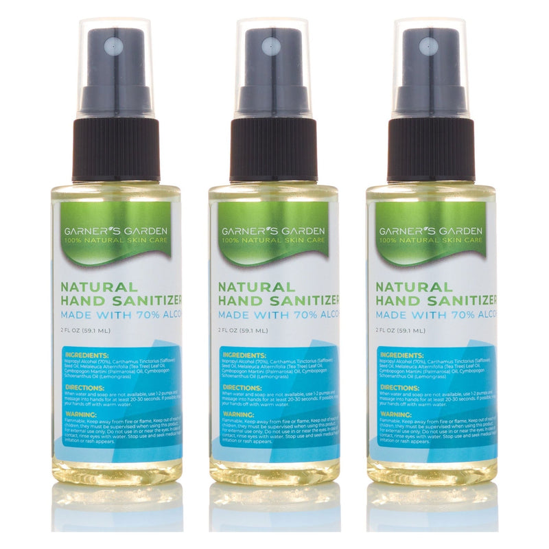 Garner's Garden Natural Alcohol Hand Sanitizer - 2 oz Hand Sanitizer White Smoke Three Pack