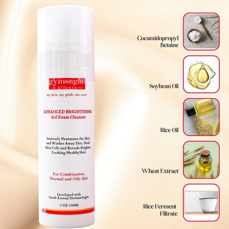 gymsegbë Advanced Brightening Gel Foam Cleanser | Rice Extract Anti-Aging Facial Antique White 1 Bottle,2 bottles Save $1.99,3 Bottles Save $5.98,4 Bottles Save $7.97