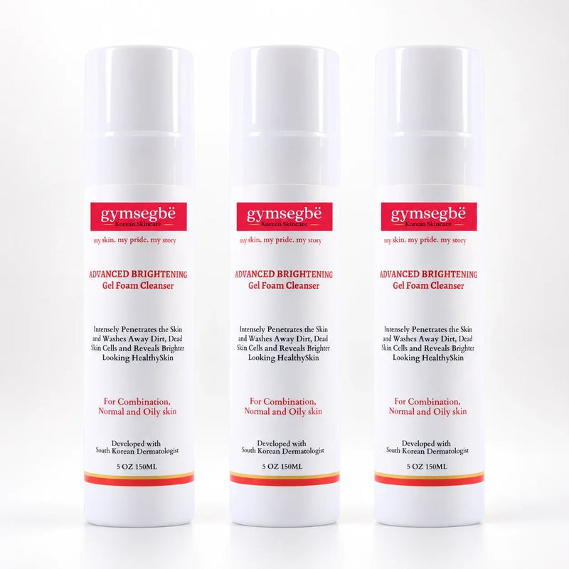 gymsegbë Advanced Brightening Gel Foam Cleanser | Rice Extract Anti-Aging Facial White Smoke 3 Bottles Save $5.98
