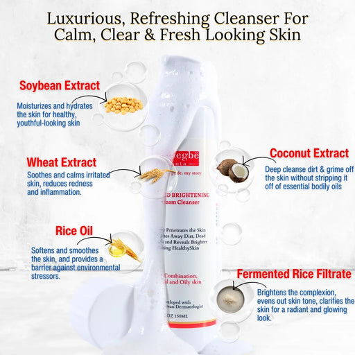 gymsegbë Advanced Brightening Gel Foam Cleanser | Rice Extract Anti-Aging Facial White Smoke 1 Bottle,2 bottles Save $1.99,3 Bottles Save $5.98,4 Bottles Save $7.97