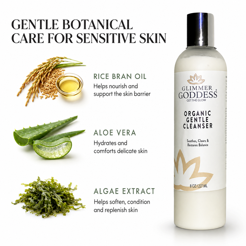 Glimmer Goddess® Organic Skin Care Organic Sensitive Skin Cleanser – Gentle AHA Face Wash Cleansers & Scrubs White Smoke