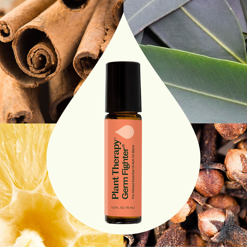 Plant Therapy Germ Fighter Essential Oil Blend Pre-Diluted Roll-On Essential Oil Seashell 10 mL