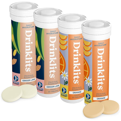 Drinklits Drinklits Ginger-Lime & Orange Electrolyte Tablets | Daily Hydration Combo - 4 Tubes | 40 Servings Hydration Electrolyte Tablets White Smoke