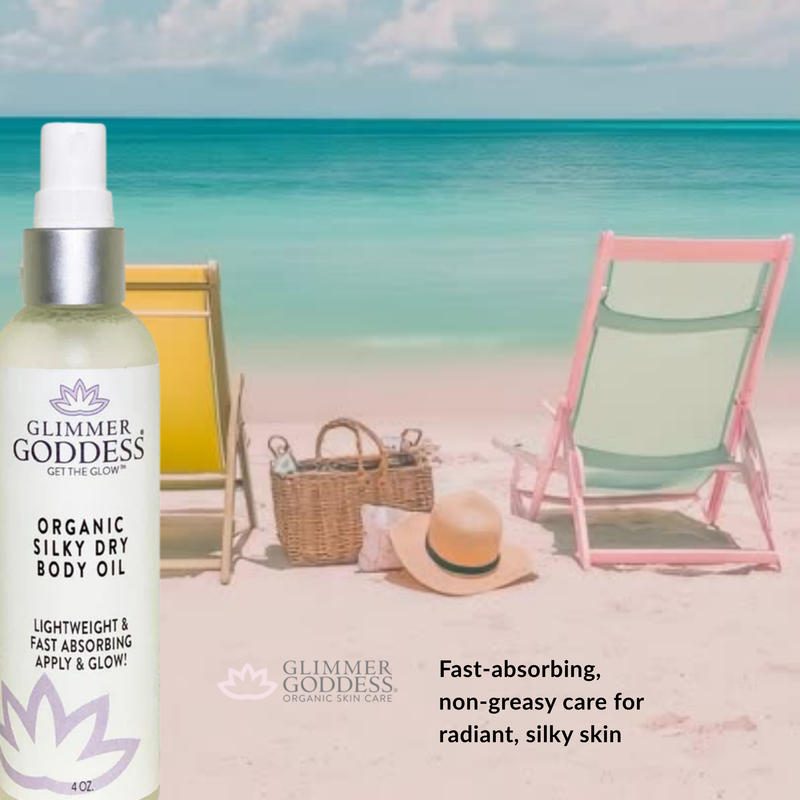 Glimmer Goddess® Organic Skin Care Organic Silky Dry Body Oil – Fast-Absorbing Formula Lotions & Creams Thistle