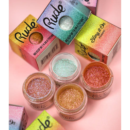 Rude Cosmetics Bling it On Pigment Glitter Light Pink Luxurious,So Much Sass,Watch Out Boy,Get On My Level