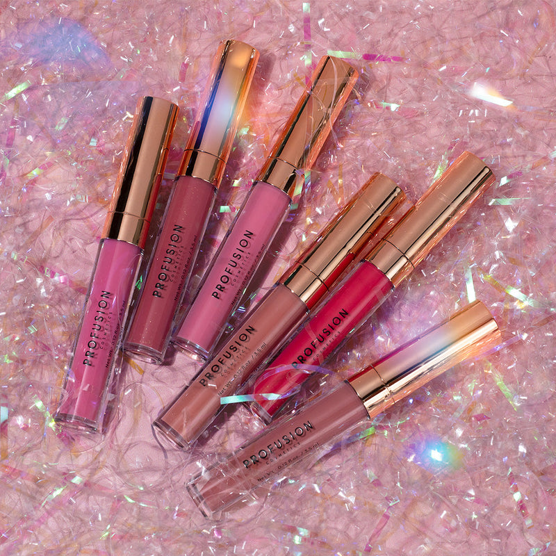 Profusion Cosmetics Glossy Pout 6 PC Lip Gloss Set Lips Rosy Brown