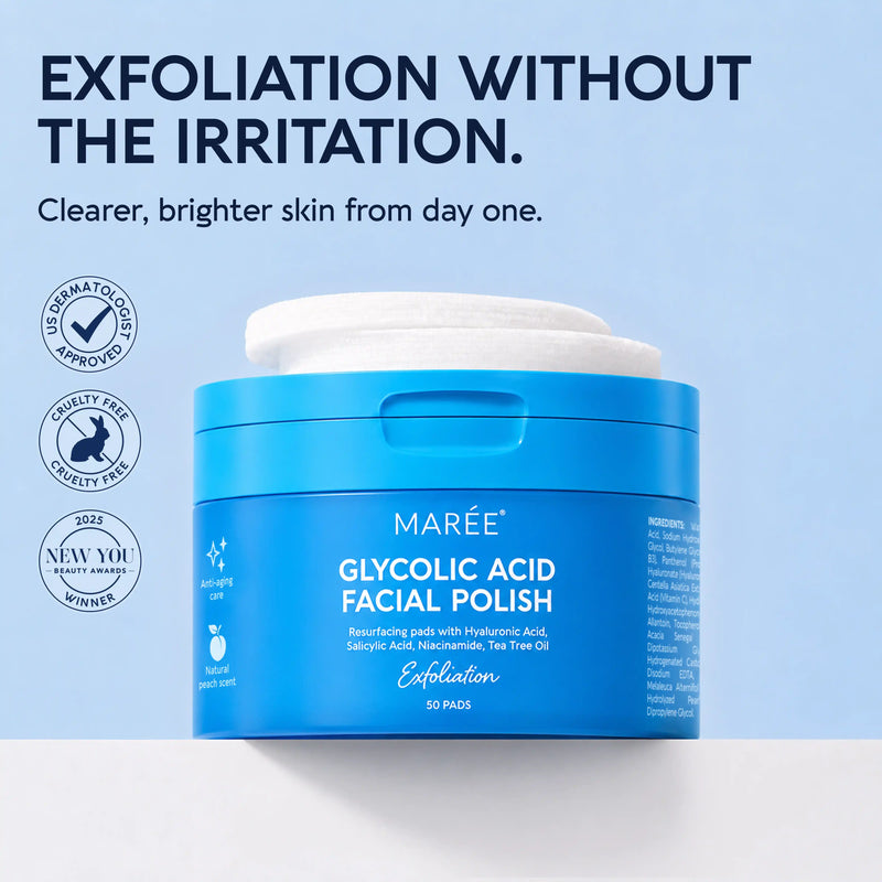 Maree Glycolic Acid Exfoliating Pads Light Blue 1 item - Complete your routine,2 items - Good choice,3 items - Best price