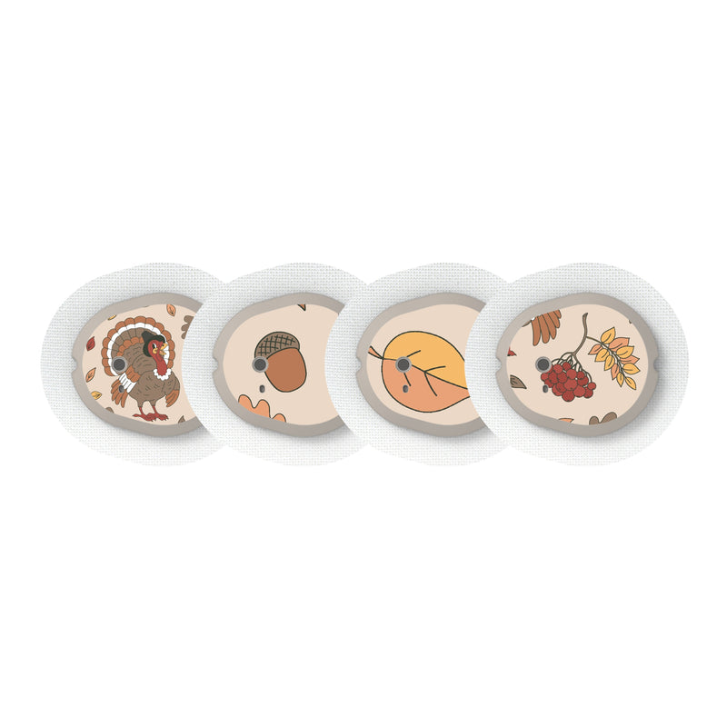Peelz Gobble Gobble Designed for the DEXCOM G7 and Stelo Transmitter Peelz/Stickers White Smoke 4-pack (Set of 4 Stickers)