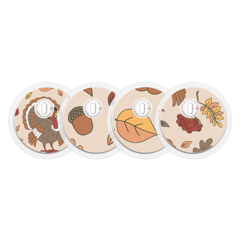Peelz Gobble Gobble Designed for the FreeStyle Libre 3 Plus & Lingo  Sensor Peelz/Stickers White Smoke 4-pack (Set of 4 Stickers)