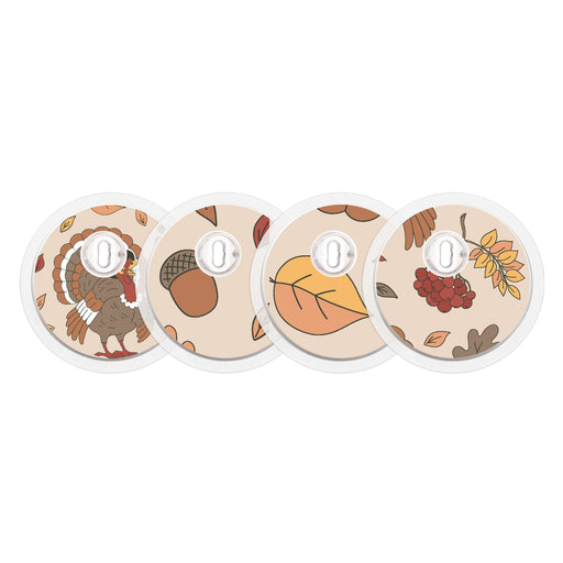 Peelz Gobble Gobble Designed for the FreeStyle Libre 3 Plus & Lingo  Sensor Peelz/Stickers White Smoke 4-pack (Set of 4 Stickers)