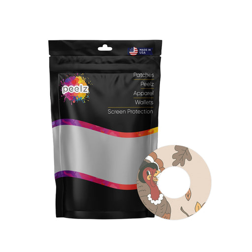 Peelz Gobble Gobble Patch  Tape Designed for the FreeStyle Libre 2 Patch Medical Tape White Smoke 4-Pack Libre 2 (Set of 4 Patches)
