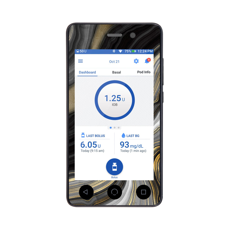 Peelz Gold Marble Sticker for Omnipod DASH® PDM – Pump Peelz Peelz/Stickers White Smoke Whole System Peelz (front + case),Front Peelz,Case Peelz