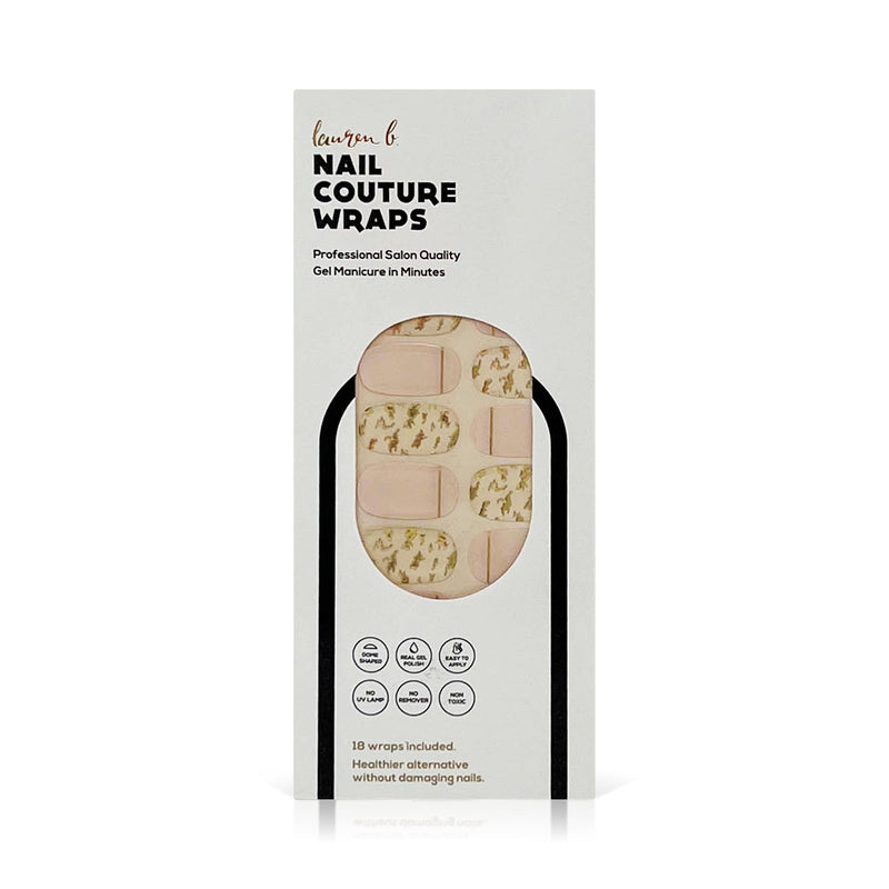 laurenbbeauty Gold Leaf & Blush Gel Nail Wrap Easy Non-Toxic No Dry Time Nail Art Kits & Accessories Light Gray
