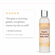 Glimmer Goddess® Organic Skin Care Organic Gold Shimmer Body Lotion – Buildable Luminous Glow Shimmer White Smoke 8 oz. / Sexy,8 oz. / Super,4 oz. / Sexy,4 oz. / Super