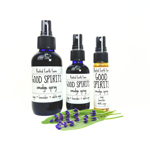 Rooted Earth Farm + Apothecary Good Spirits Smudge Spray Smudge Sprays White Smoke 1 oz,2 oz,4 oz
