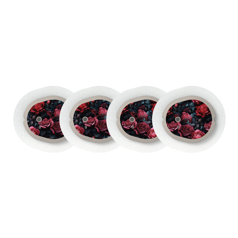 Peelz Gothic Roses Designed for the DEXCOM G7 and Stelo Transmitter Peelz/Stickers White Smoke 4-pack (Set of 4 Stickers)